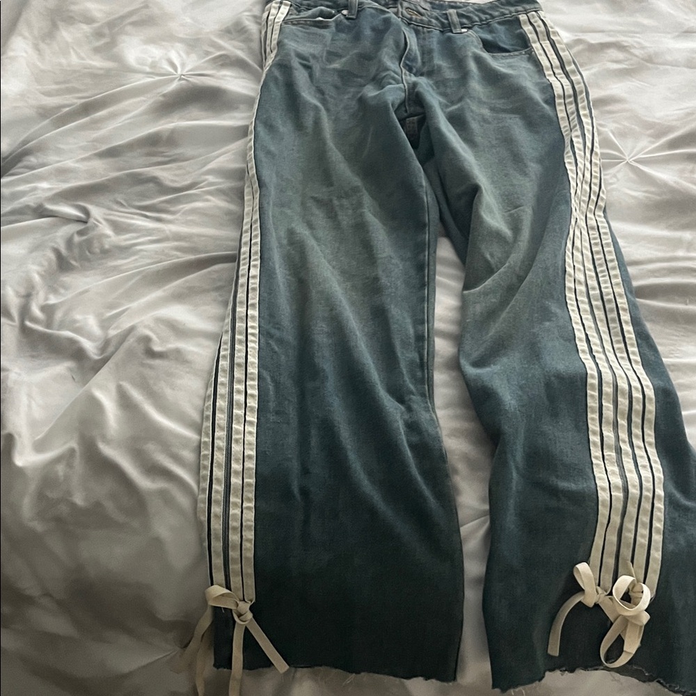 Jeans with White Stripes